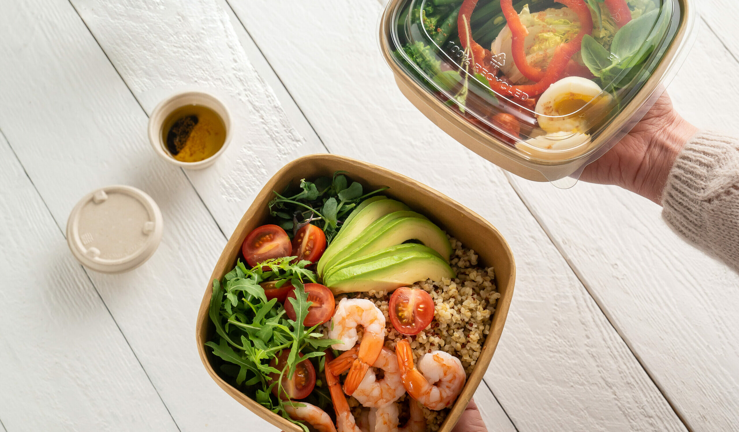 Square Kraft Paper Bowls with Lids